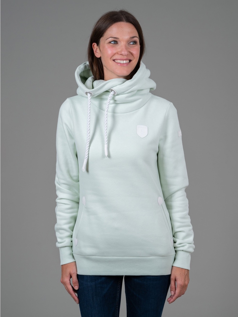 Wanakome Artemis Hoodie XL Apple White Cowl Neck Pullover Sweatshirt Canda Cozy
